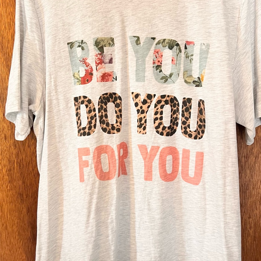 Bella Canvas Light Gray Tee with Floral, Leopard & Coral Text